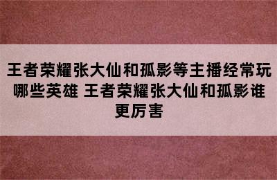 王者荣耀张大仙和孤影等主播经常玩哪些英雄 王者荣耀张大仙和孤影谁更厉害